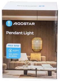 Aigostar - Lampadario a sospensione con filo 1xE27/60W/230V beige