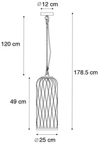 Lampada a sospensione da esterno rustica in rattan 25 cm - Calamus
