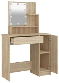 Toeletta con led rovere sonoma 86,5x35x136 cm
