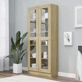 Armadietto Vetrina Rovere Sonoma 82,5x30,5x185,5 Cm Multistrato /