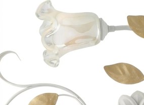 Plafoniera Arte Povera Cesto Metallo Bianco E Oro 3 Luci E14