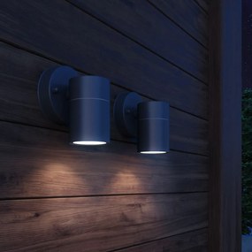 Lampada Da Parete Esterno 2 Pz Acciaio Inox Proiezione Basso /