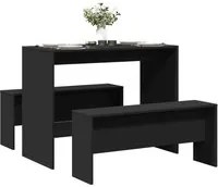 Set Tavolo da Pranzo e Panche 3 pz Nero in Truciolato 855531