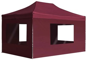 Gazebo Professionale Pieghevole Alluminio Pareti 4,5x3m Rosso /