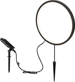 Lampada da esterno nera a punta 60 cm con LED ricaricabile e solare IP65 - Adalind