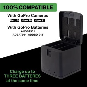 PATONA - Caricatore Triple GoPro Hero 9/Hero 10/Hero 11/Hero 12