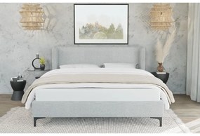 Letto matrimoniale imbottito grigio con griglia 180x200 cm Basti - Ropez