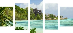Quadri 5 pezzi – Spiaggia meravigliosa sull'isola di La Digue