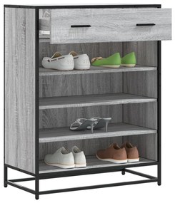 Scarpiera Grigio Sonoma 75x38x97,5 Cm Legno Multistrato Metallo /