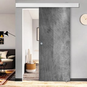 Porta scorrevole Graffi in cristallo, L 88 x H 215 cm, con binario Atelier bianco