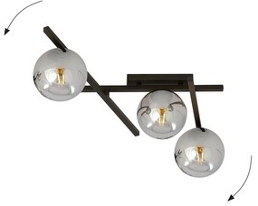 Lampadario da Soffitto in Acciaio e Vetro SMART 3 Nero 3xE14