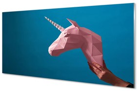 Quadro acrilico Origami unicorno rosa 100x50 cm