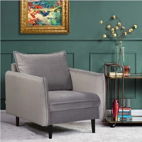 Poltrona grigia con rivestimento in velluto Juli – Ropez