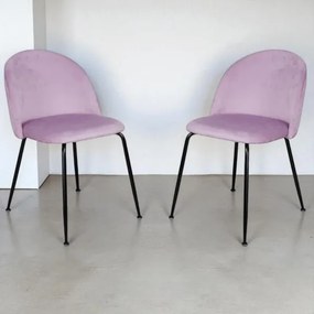 Sedia da pranzo in velluto Glicine con gambe in metallo Nero - PARIS 2 sedie
