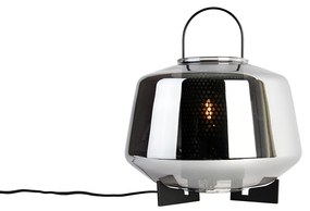 Lampada da tavolo Art Déco nera con vetro fumé 30 cm - Kevin