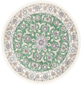 Nain Tappeto persiano 150x150 Verde (Iran) Annodato A Mano