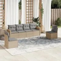 Set Divano da Giardino 6 pz con Cuscini Beige in Polyrattan 3258265