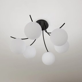 Lampadario da Soffitto in Acciaio e Vetro BOSTON 6 Nero 6xE14