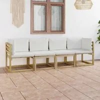 Divano da Giardino 4 Posti con Cuscini Crema cod mxl 39951