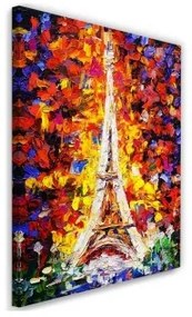 Quadro su tela, Pittura colorata della Torre Eiffel di Parigi cm 40x60