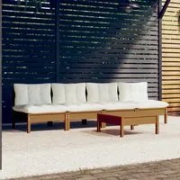 Set Divani da Giardino 5 pz con Cuscini Crema in Legno di Pino 3096133