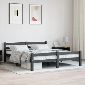 Giroletto Grigio Scuro İn Legno Massello Di Pino 160x200 Cm /