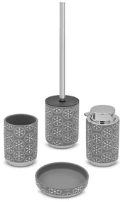 Set accessori bagno da appoggio 4 pezzi in ceramica grigio Circus