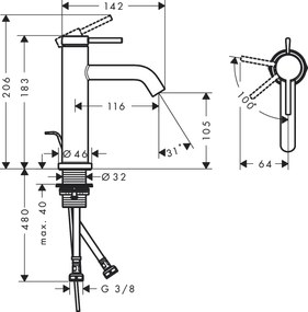 Miscelatore monocomando lavabo 110 CoolStart con salterello nero opaco Tecturis S 73314670 Hansgrohe