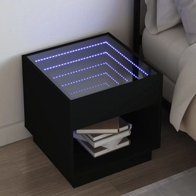 Comodino Con Led Infinity Nero 50x50x50 Cm /