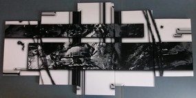 Quadri 5 pezzi – Astrazione di lusso in bianco e nero