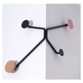 Appendiabiti da parete nero per angolo esterno con dettaglio rosa Hook - Gazzda