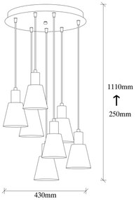 Lampadario a cavo KEM 7xE27/40W/230V dorato