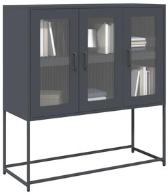 Credenza Antracite 100,5x39x107 Cm İn Acciaio Laminato A Freddo /