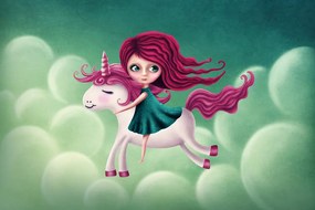 Carta da parati – Bambina con unicorno