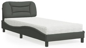 Letto con materasso grigio scuro 80x200 cm in tessuto