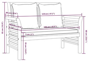 Set Divani Giardino 2 pz Cuscini Bianco Crema in Legno Massello