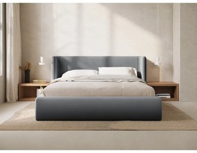 Letto matrimoniale imbottito grigio con contenitore con rete inclusa 200x200 cm Jason – Windsor &amp; Co Sofas