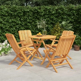 Set Da Pranzo Per Giardino 5 Pz İn Legno Massello Di Teak /