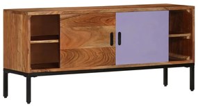Mobile tv marrone miele e grigio 110x30x50cm in legno di acacia