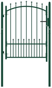 Cancello per Recinzione con Punte in Acciaio 100x125 cm Verde