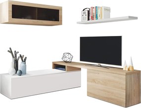 Parete attrezzata 2 posizioni rovere Canadian bianco
