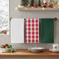 Set 3 strofinacci tartan alberi con cestino