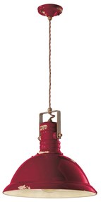 Lampadario Industrial Ferro E Ceramica Vintage Bordeaux 1 Luce E27 40Cm