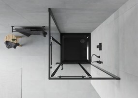 Mexen Rio cabina doccia quadrata 90 x 90 cm, trasparente, nera + piatto doccia Flat, nero - 860-090-090-70-00-4070B