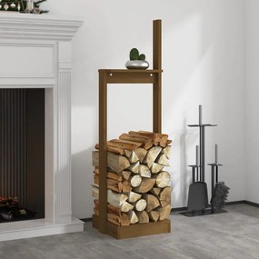 Portalegna Marrone Ambra 33,5x30x110 Cm Legno Massello Di Pino /