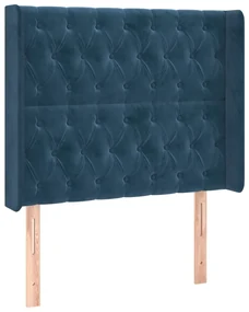 Testiera ad orecchio blu scuro 103x16x118/128 cm in velluto