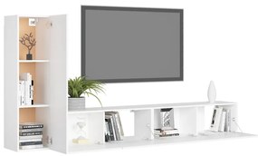 Set Mobili Porta TV 3 pz Bianco in Legno Multistrato