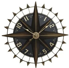 Orologio da Parete Home ESPRIT Nero Dorato Ferro Bussola Vintage 80 x 7,5 x 80 cm