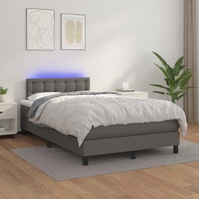 Giroletto Molle Con Materasso E Led Grigio 120x200cm Similpelle /