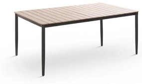 Tavolo da pranzo per giardino Ambrosia in acciaio con piano in polywood beige per 6 persone 180x100cm